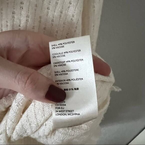 Anthropologie Maeve Addie Cream Cowl Neck Ruffled Hacci Pullover - Picture 8 of 8